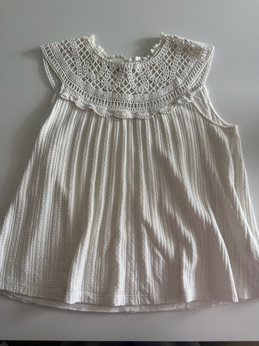 Anthropologie Crochet White Sleeveless Top